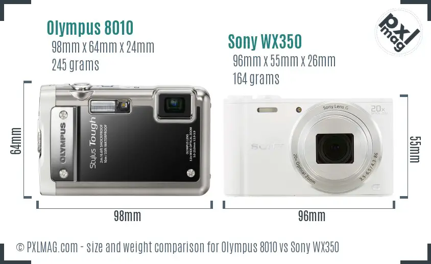 Olympus 8010 vs Sony WX350 size comparison
