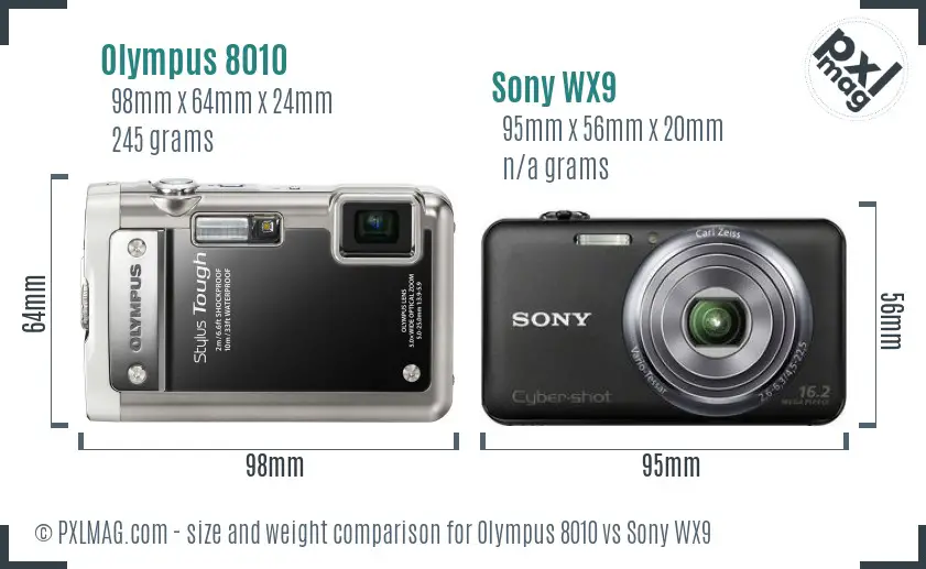 Olympus 8010 vs Sony WX9 size comparison