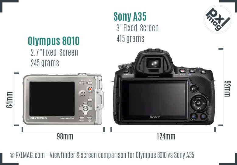Olympus 8010 vs Sony A35 Screen and Viewfinder comparison