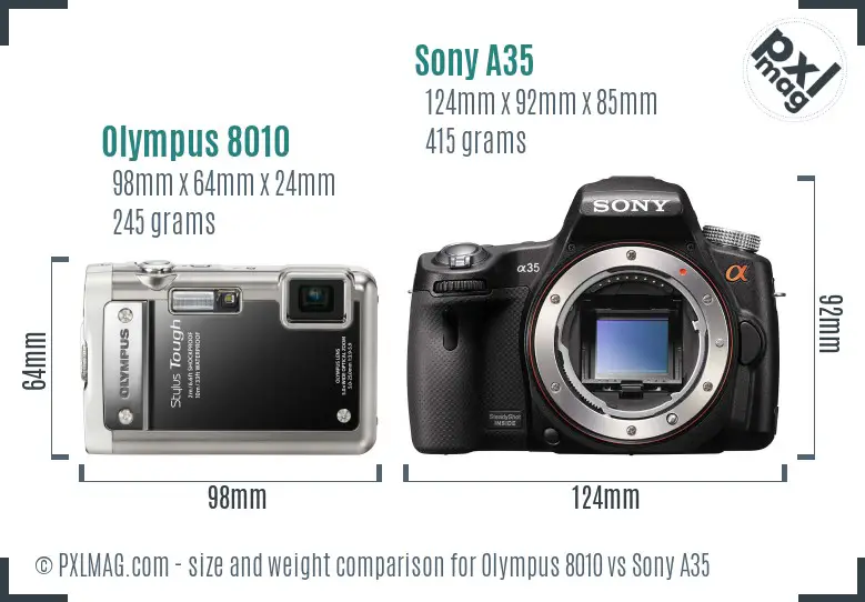 Olympus 8010 vs Sony A35 size comparison