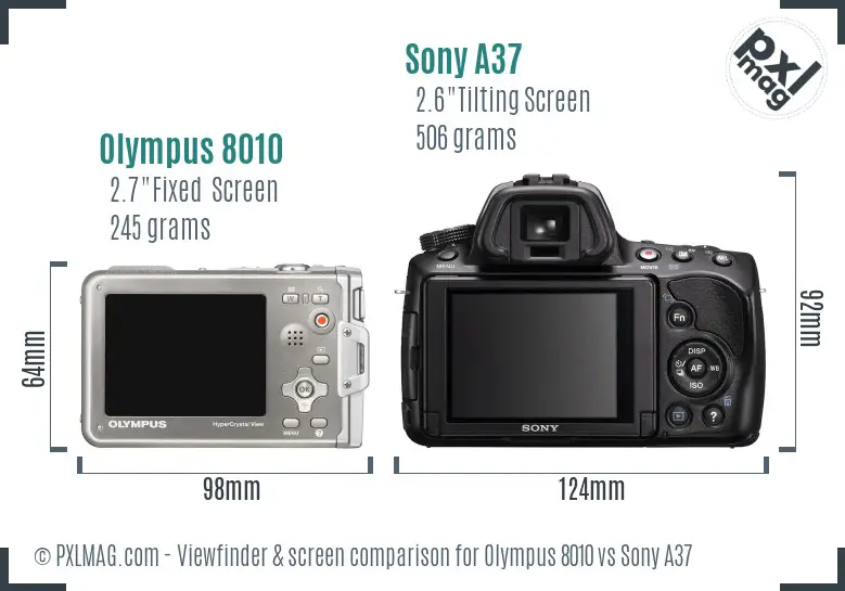 Olympus 8010 vs Sony A37 Screen and Viewfinder comparison