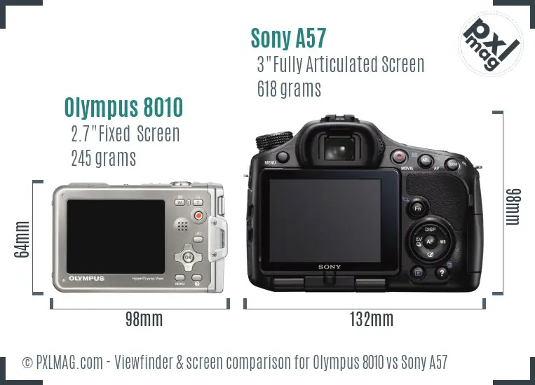 Olympus 8010 vs Sony A57 Screen and Viewfinder comparison