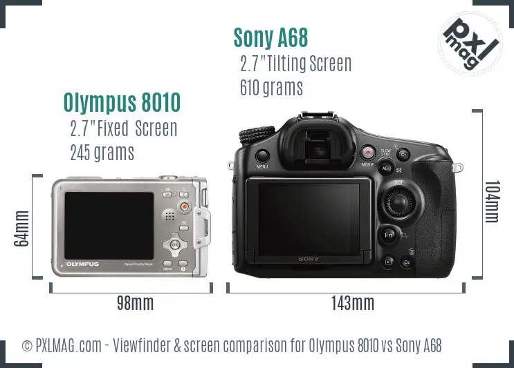Olympus 8010 vs Sony A68 Screen and Viewfinder comparison