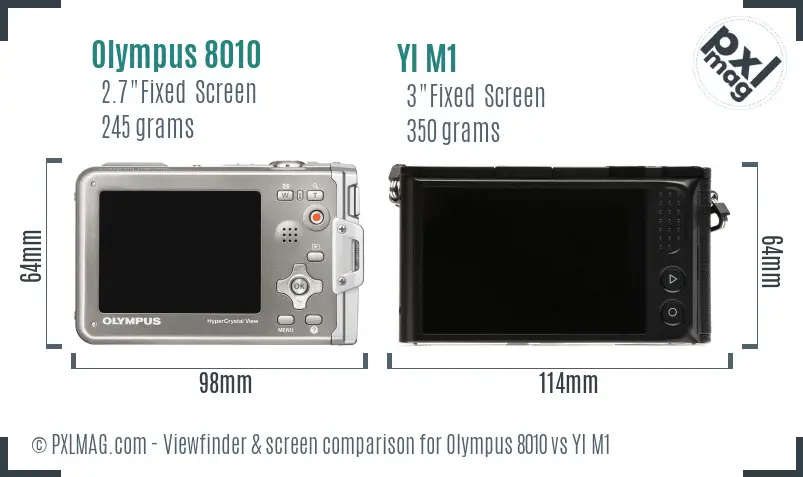 Olympus 8010 vs YI M1 Screen and Viewfinder comparison