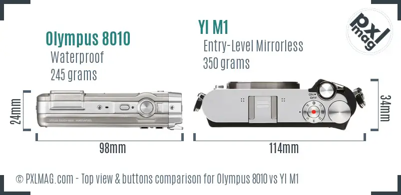 Olympus 8010 vs YI M1 top view buttons comparison