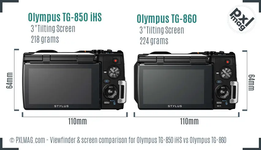 Olympus TG-850 iHS vs Olympus TG-860 Screen and Viewfinder comparison
