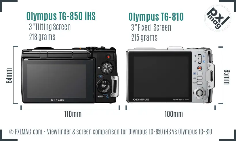 Olympus TG-850 iHS vs Olympus TG-810 Screen and Viewfinder comparison