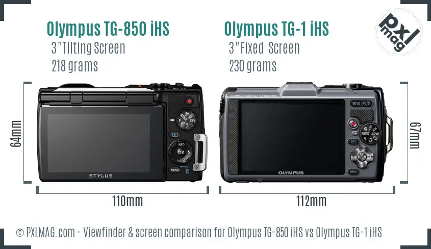 Olympus TG-850 iHS vs Olympus TG-1 iHS Screen and Viewfinder comparison