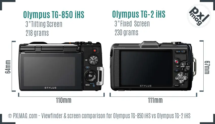 Olympus TG-850 iHS vs Olympus TG-2 iHS Screen and Viewfinder comparison