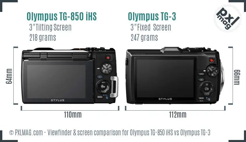 Olympus TG-850 iHS vs Olympus TG-3 Screen and Viewfinder comparison