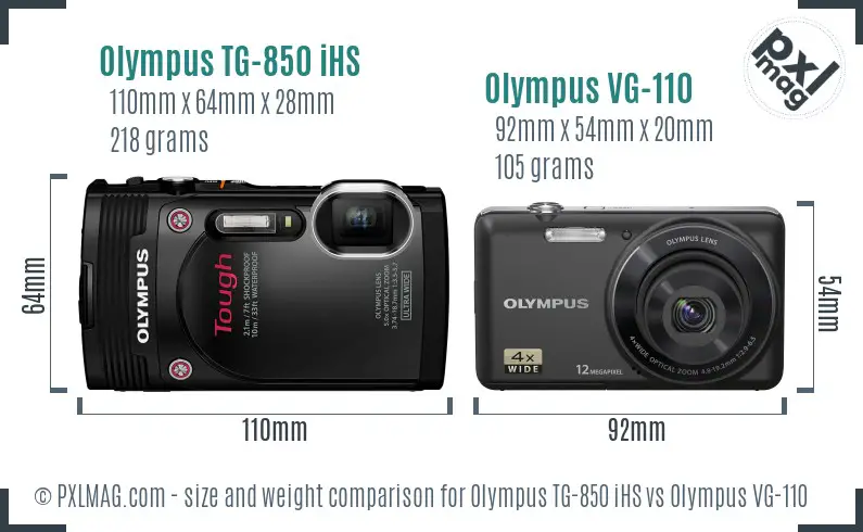 Olympus TG-850 iHS vs Olympus VG-110 size comparison