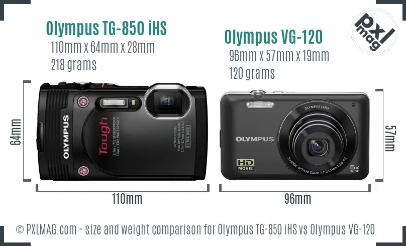 Olympus TG-850 iHS vs Olympus VG-120 size comparison