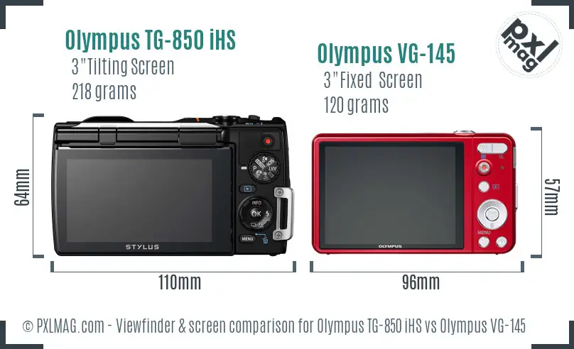 Olympus TG-850 iHS vs Olympus VG-145 Screen and Viewfinder comparison