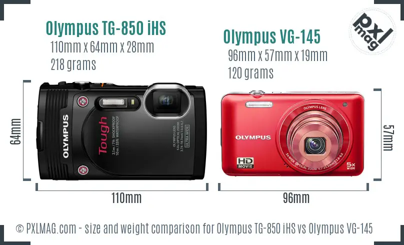 Olympus TG-850 iHS vs Olympus VG-145 size comparison