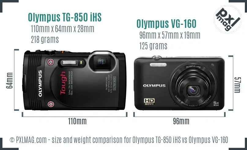Olympus TG-850 iHS vs Olympus VG-160 size comparison