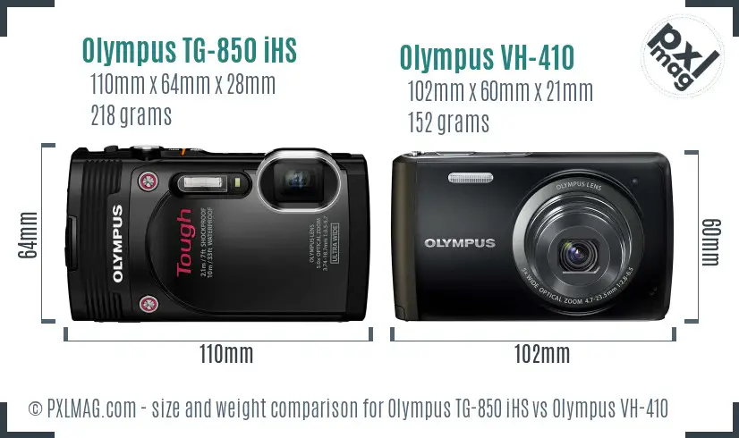 Olympus TG-850 iHS vs Olympus VH-410 size comparison