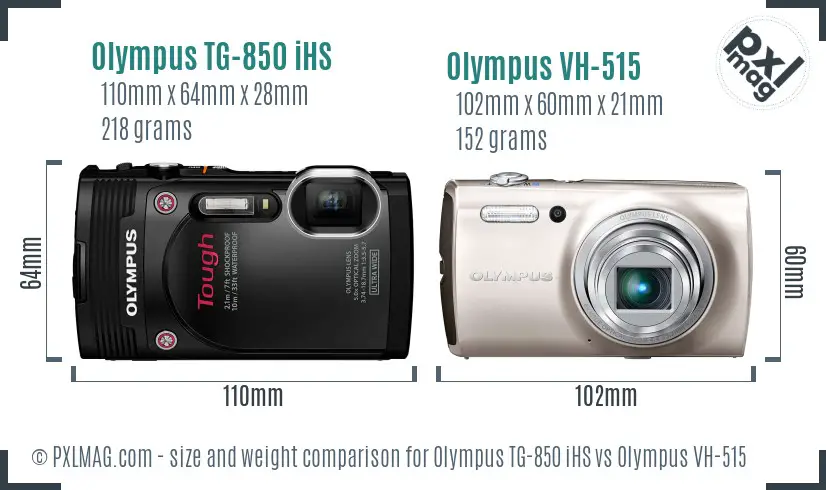 Olympus TG-850 iHS vs Olympus VH-515 size comparison