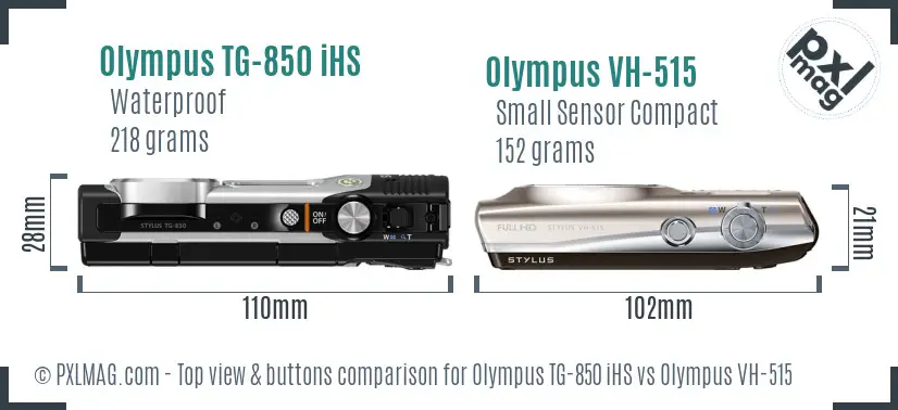 Olympus TG-850 iHS vs Olympus VH-515 top view buttons comparison