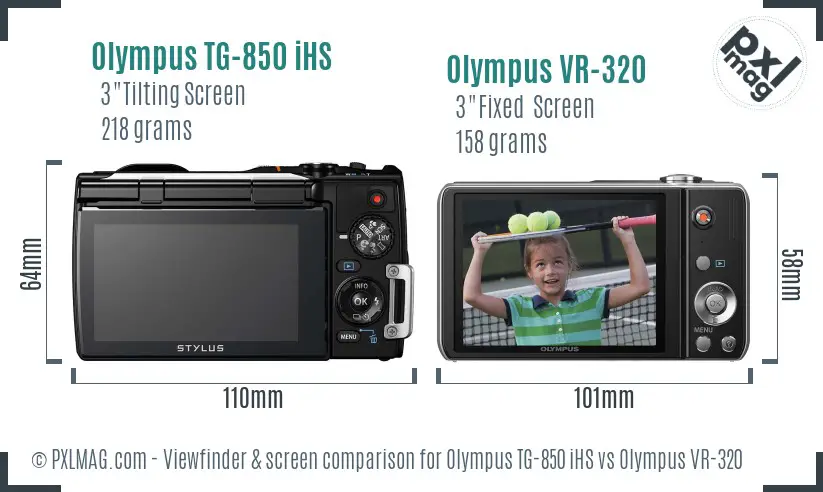 Olympus TG-850 iHS vs Olympus VR-320 Screen and Viewfinder comparison