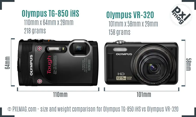 Olympus TG-850 iHS vs Olympus VR-320 size comparison