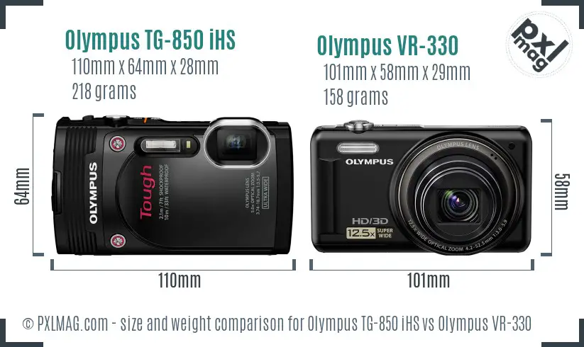 Olympus TG-850 iHS vs Olympus VR-330 size comparison