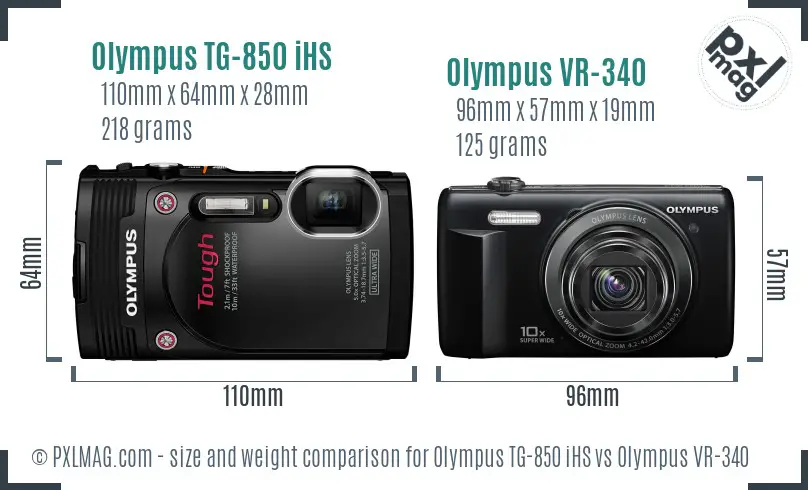 Olympus TG-850 iHS vs Olympus VR-340 size comparison