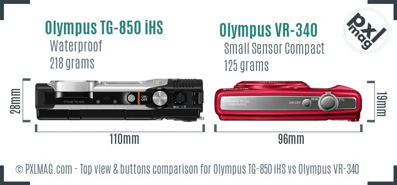 Olympus TG-850 iHS vs Olympus VR-340 top view buttons comparison