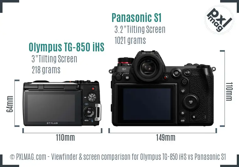 Olympus TG-850 iHS vs Panasonic S1 Screen and Viewfinder comparison