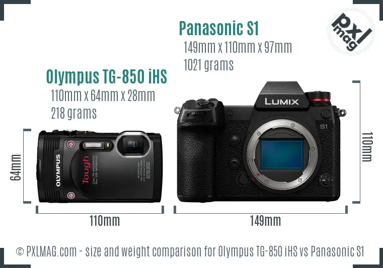 Olympus TG-850 iHS vs Panasonic S1 size comparison
