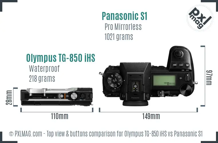 Olympus TG-850 iHS vs Panasonic S1 top view buttons comparison