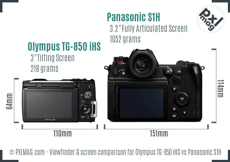 Olympus TG-850 iHS vs Panasonic S1H Screen and Viewfinder comparison