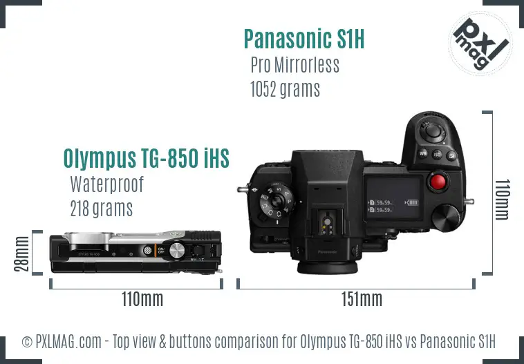 Olympus TG-850 iHS vs Panasonic S1H top view buttons comparison