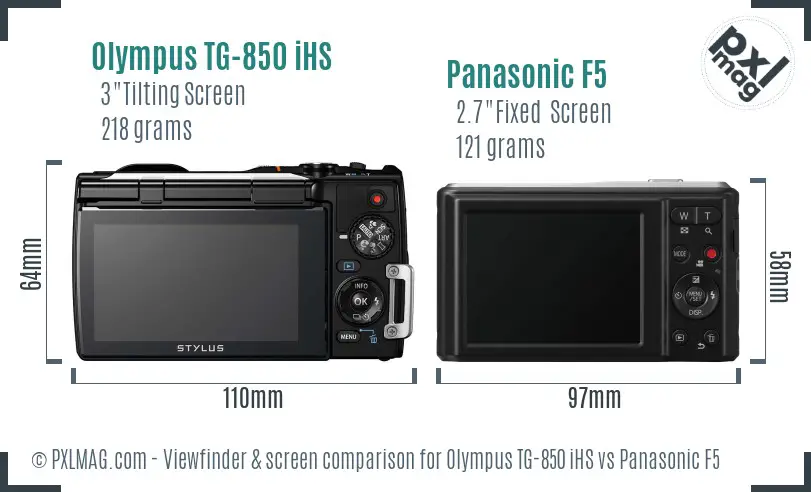 Olympus TG-850 iHS vs Panasonic F5 Screen and Viewfinder comparison