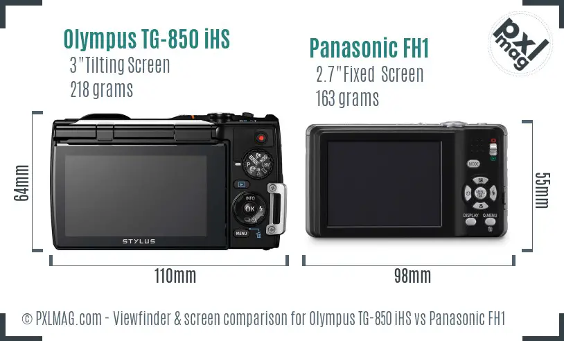 Olympus TG-850 iHS vs Panasonic FH1 Screen and Viewfinder comparison