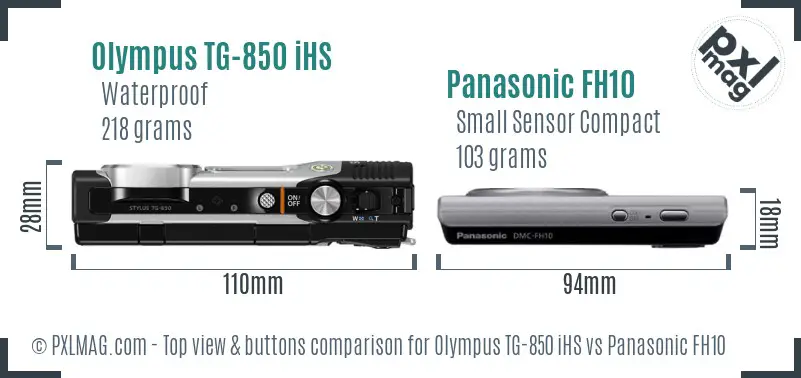 Olympus TG-850 iHS vs Panasonic FH10 top view buttons comparison