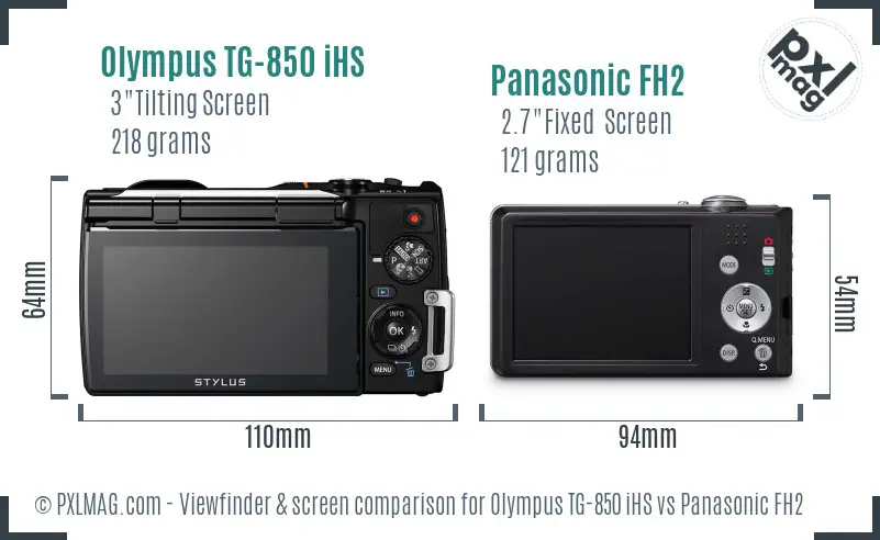 Olympus TG-850 iHS vs Panasonic FH2 Screen and Viewfinder comparison