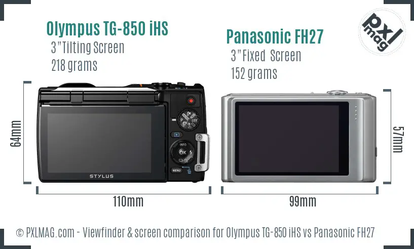Olympus TG-850 iHS vs Panasonic FH27 Screen and Viewfinder comparison