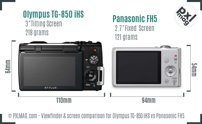 Olympus TG-850 iHS vs Panasonic FH5 Screen and Viewfinder comparison
