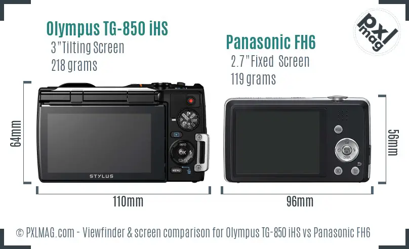 Olympus TG-850 iHS vs Panasonic FH6 Screen and Viewfinder comparison