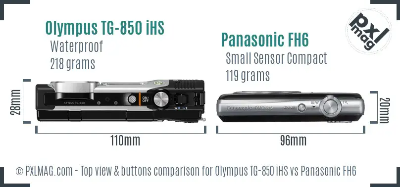 Olympus TG-850 iHS vs Panasonic FH6 top view buttons comparison
