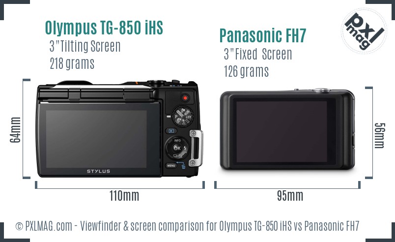Olympus TG-850 iHS vs Panasonic FH7 Screen and Viewfinder comparison