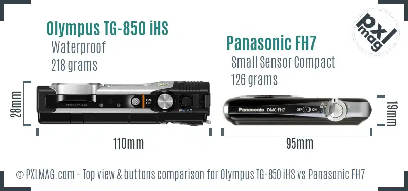 Olympus TG-850 iHS vs Panasonic FH7 top view buttons comparison