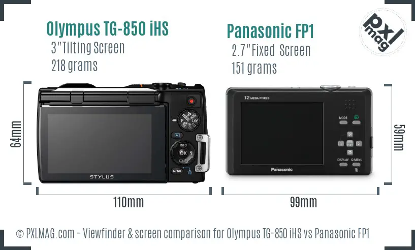 Olympus TG-850 iHS vs Panasonic FP1 Screen and Viewfinder comparison