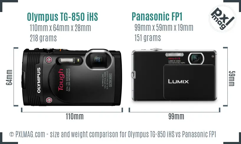 Olympus TG-850 iHS vs Panasonic FP1 size comparison