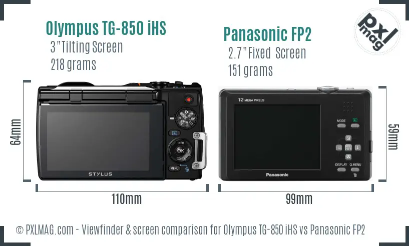 Olympus TG-850 iHS vs Panasonic FP2 Screen and Viewfinder comparison