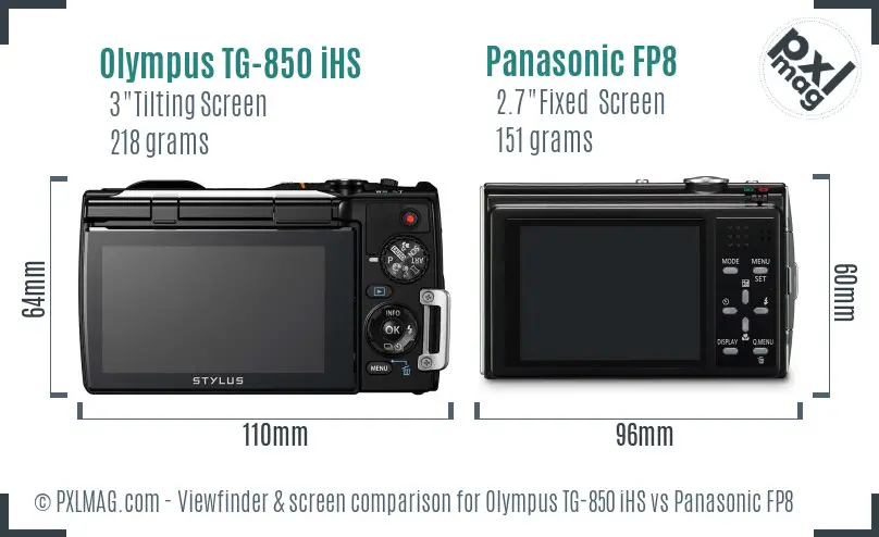 Olympus TG-850 iHS vs Panasonic FP8 Screen and Viewfinder comparison