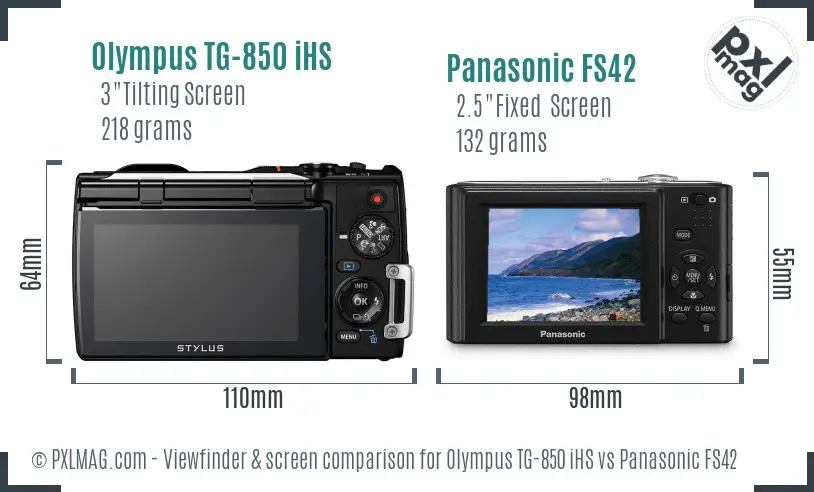 Olympus TG-850 iHS vs Panasonic FS42 Screen and Viewfinder comparison