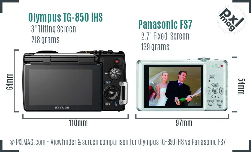 Olympus TG-850 iHS vs Panasonic FS7 Screen and Viewfinder comparison