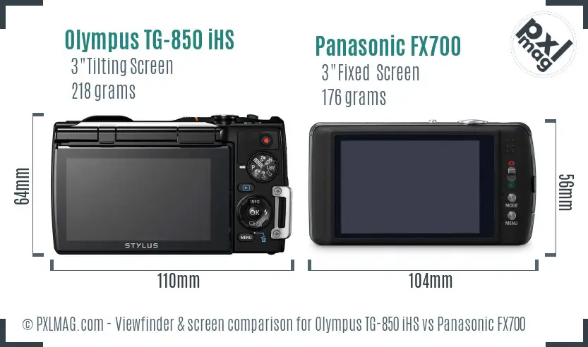 Olympus TG-850 iHS vs Panasonic FX700 Screen and Viewfinder comparison Olympus TG-850 iHS vs Panasonic FX700 Screen and Viewfinder comparison