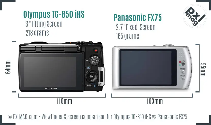 Olympus TG-850 iHS vs Panasonic FX75 Screen and Viewfinder comparison Olympus TG-850 iHS vs Panasonic FX75 Screen and Viewfinder comparison